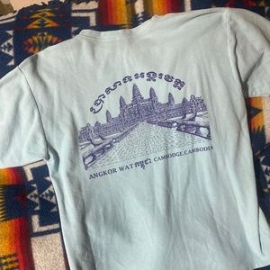 Cambodia cotton aqua blue shirt